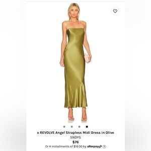 SNDYS x Revolve Angel Strapless Midi Dress in Olive